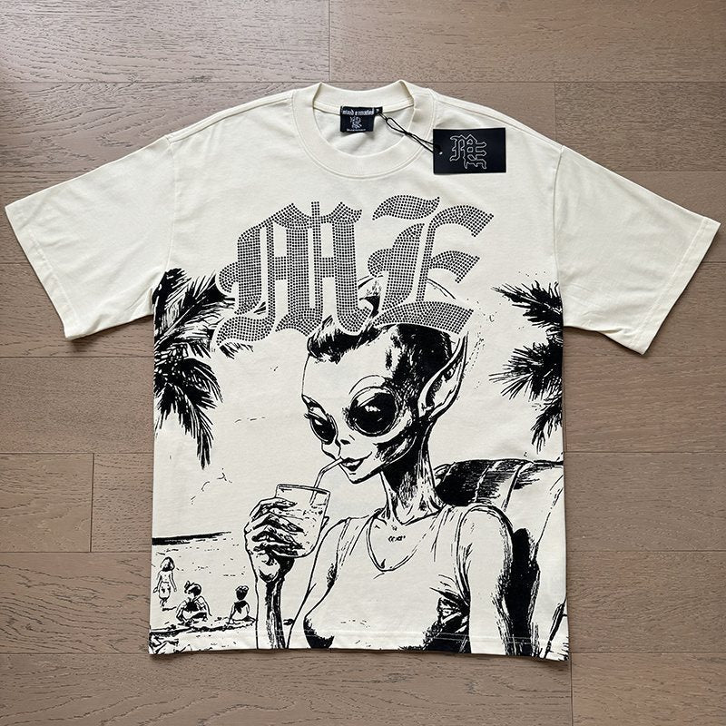 Mixed Emotions Alien Palm Tree Graphic T-Shirt