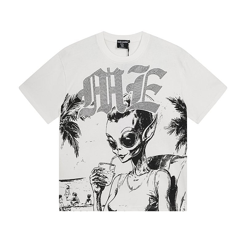 Mixed Emotions Alien Palm Tree Graphic T-Shirt