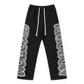 MIXED EMOTION Black Ornamental Graphic Sweatpants