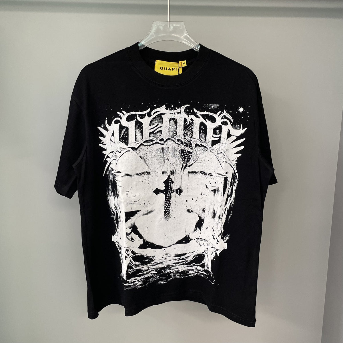 GUAPI Distressed Rhinestone Graphic T-Shirt