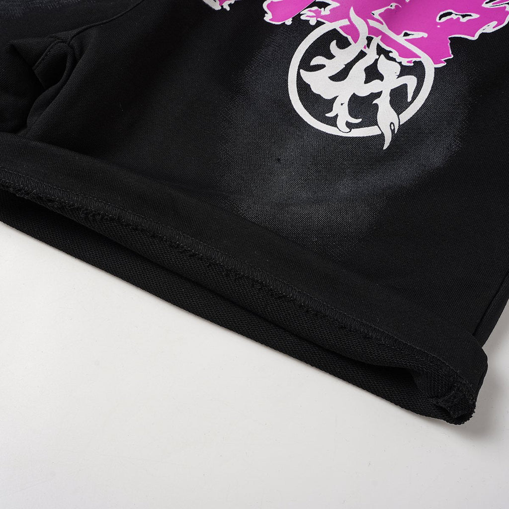 THAT'S A AWFUL LOT OF COUGH SYRUP Black Front Graphic Shorts