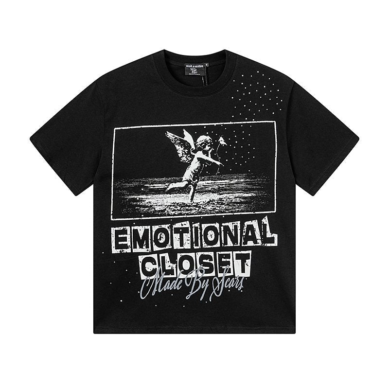 MIXED EMOTION Rhinestone-Style Graphic T-Shirt
