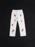 Chrome Hearts Cross Patch White Jeans