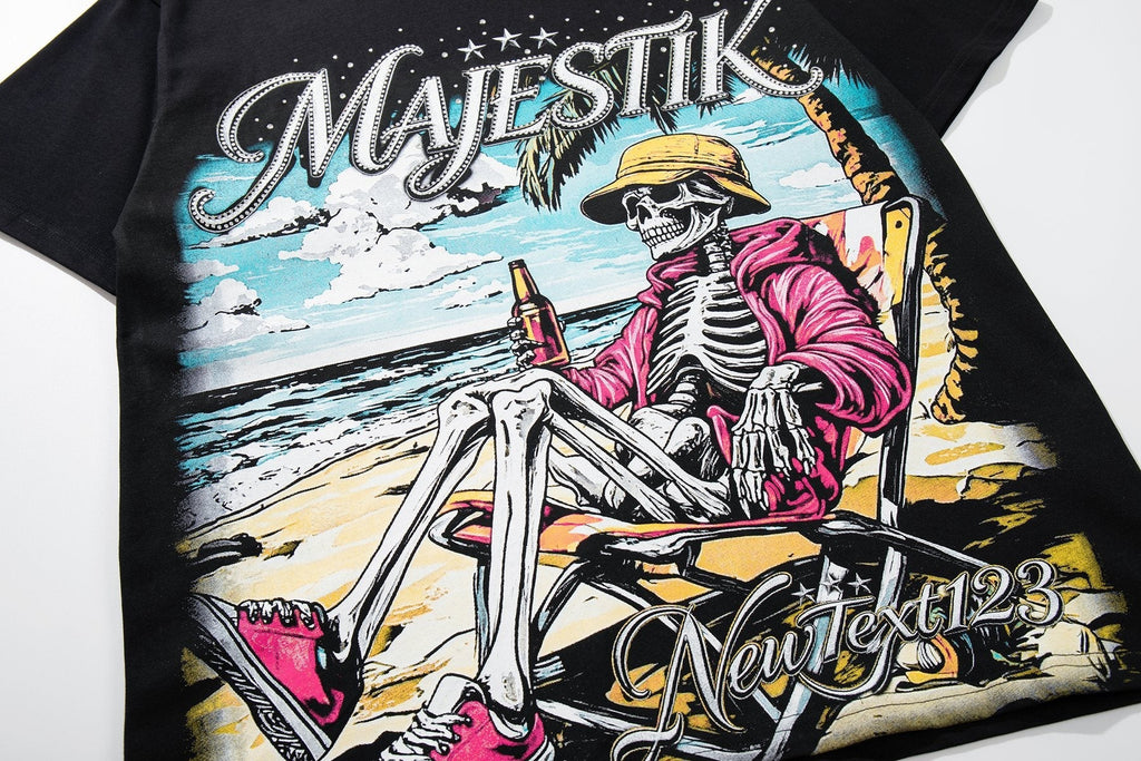 MAJESTIK Rhinestone Distressed Graphic T-Shirt