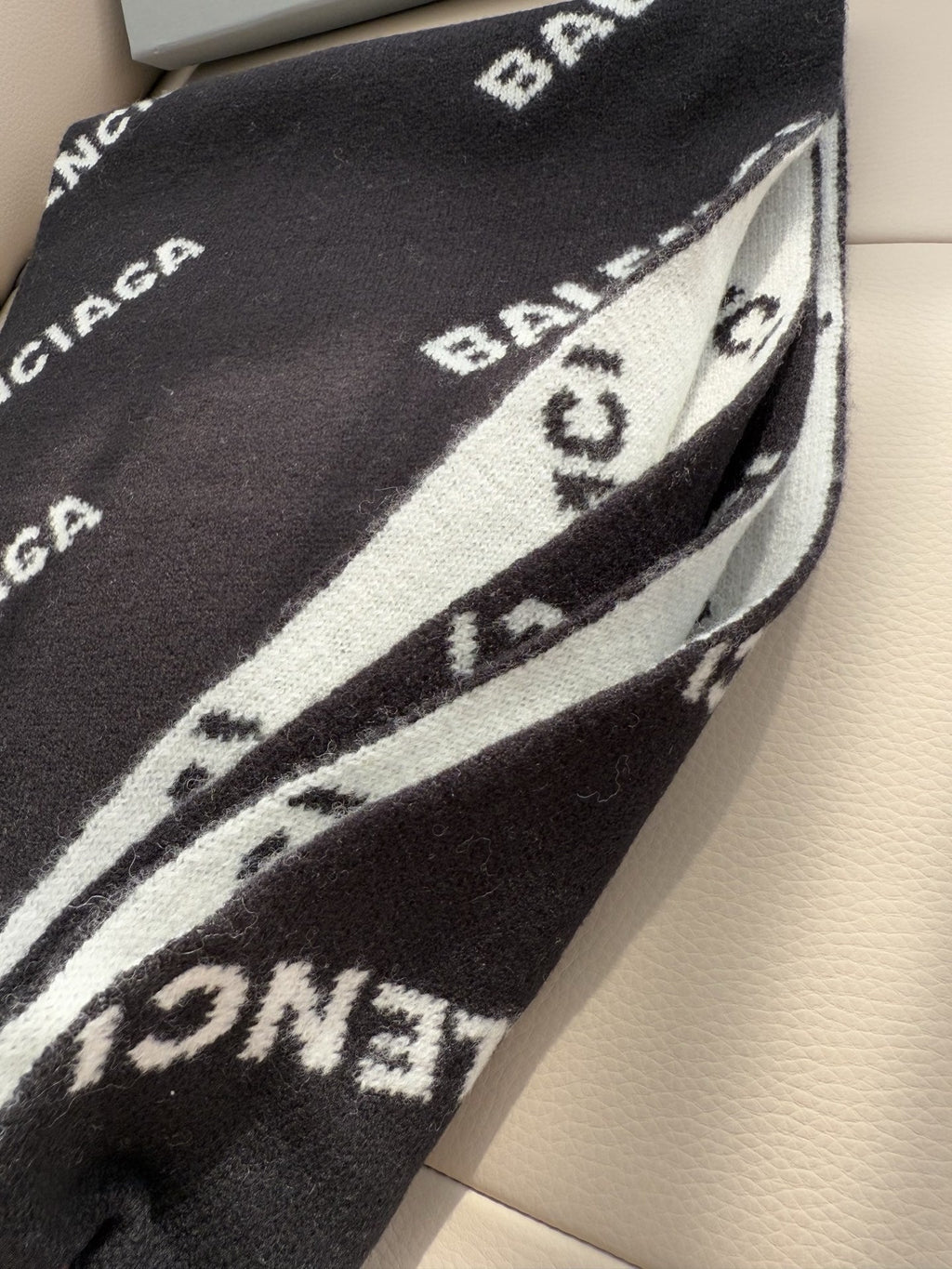 Balenciaga Style Reversible Logo Knit Scarf