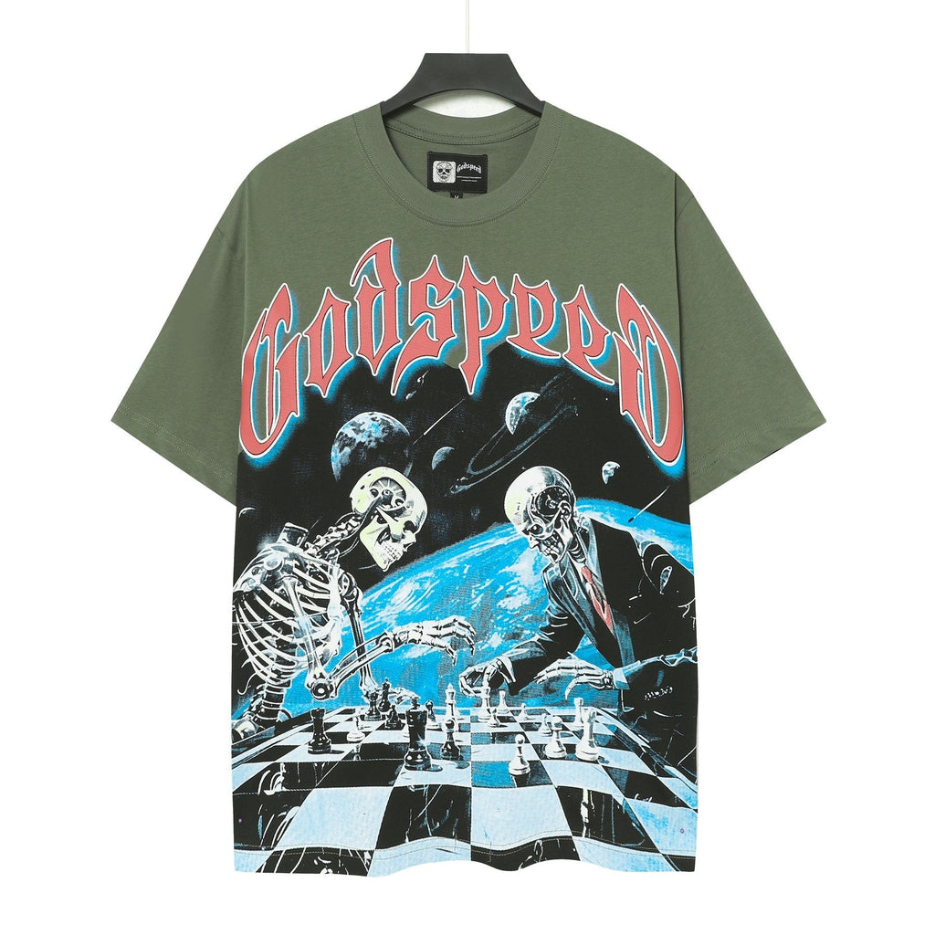 Godspeed Skeleton Chess Graphic T-Shirt