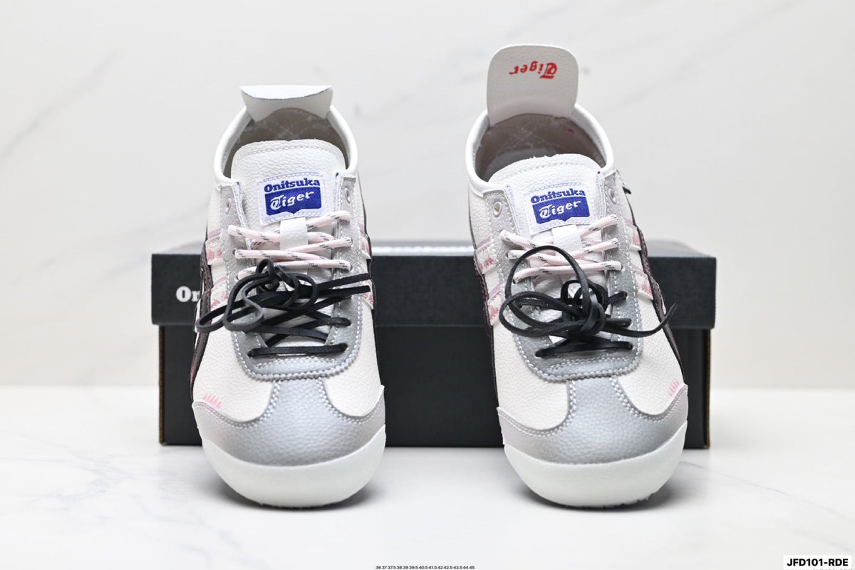 Onitsuka Tiger Retro Low Top White Black Burgundy Unisex Shoes Style 27