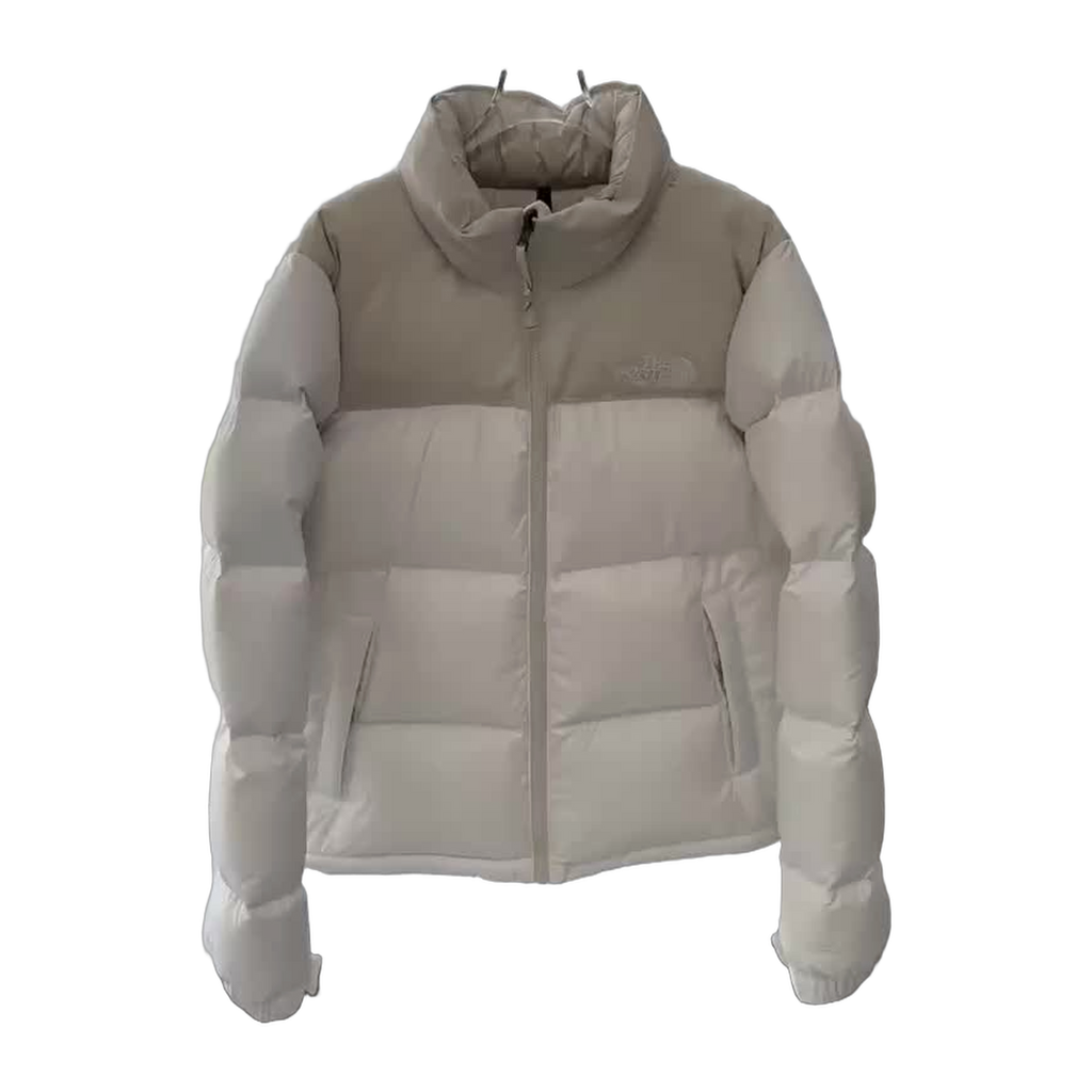 The North Face Cream Cropped Stand-Collar Puffer Jacket