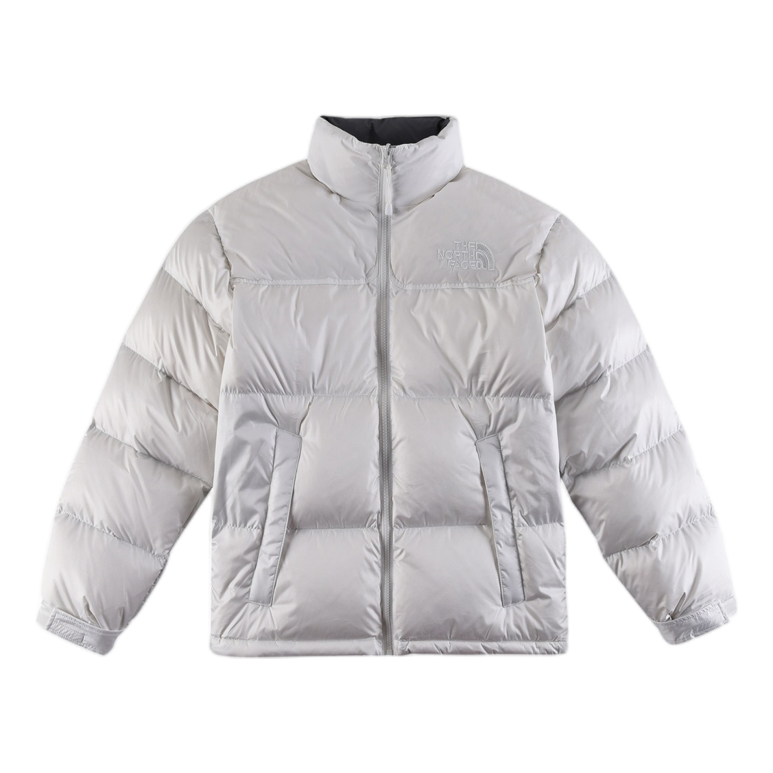 The North Face Contrast-Panel Puffer Jacket with Stand Collar