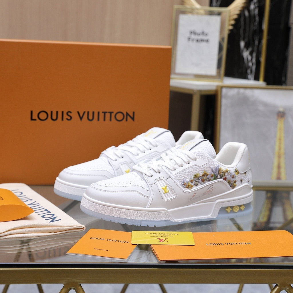 Louis Vuitton Embroidered White Low-Top Sneakers