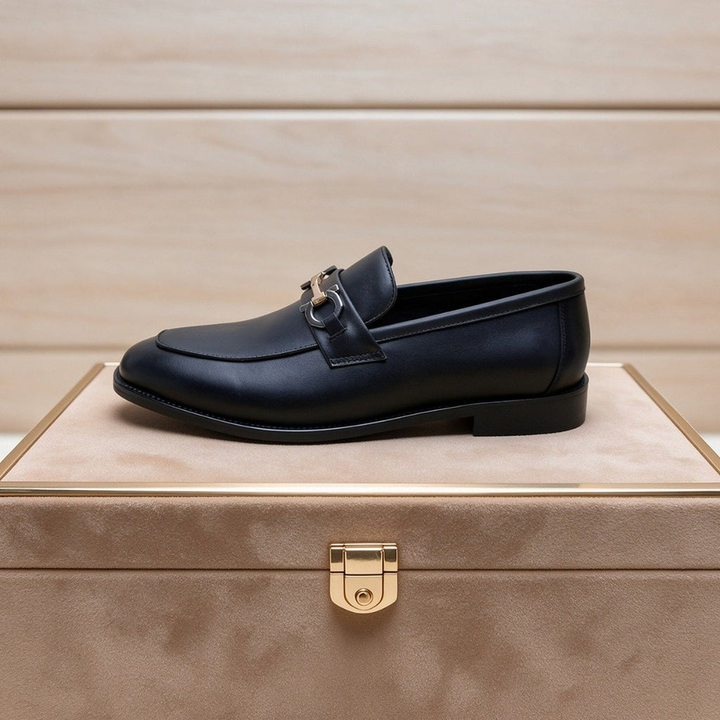 Ferragamo Black Bit Loafers