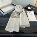 Chanel Rib-Knit Logo Scarf
