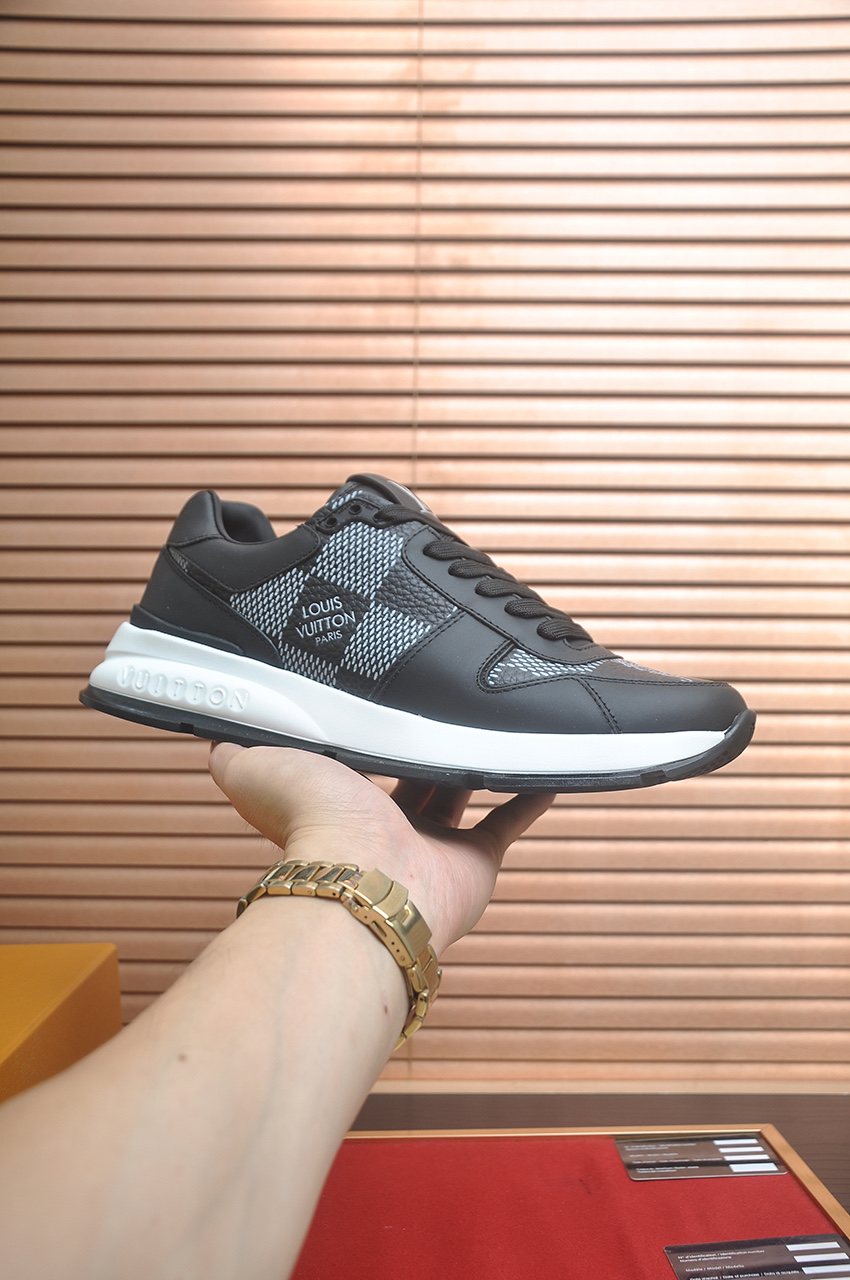 Louis Vuitton Black and Gray Checker Sneakers