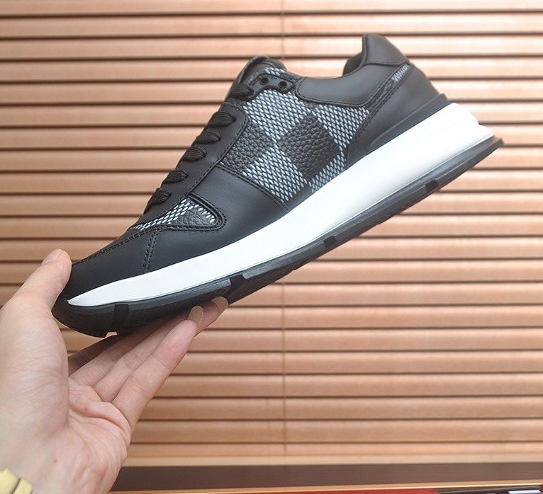 Louis Vuitton Black and Gray Checker Sneakers