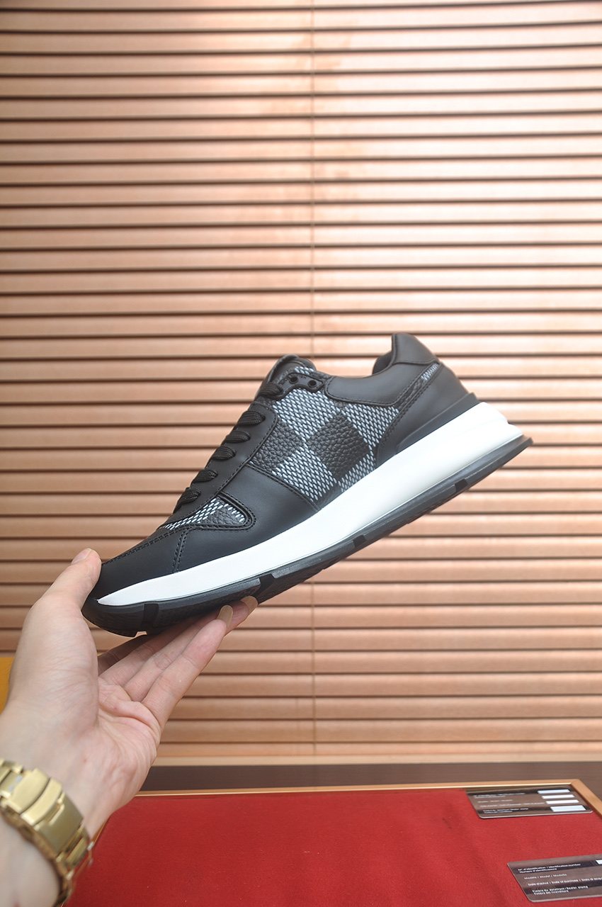 Louis Vuitton Black and Gray Checker Sneakers