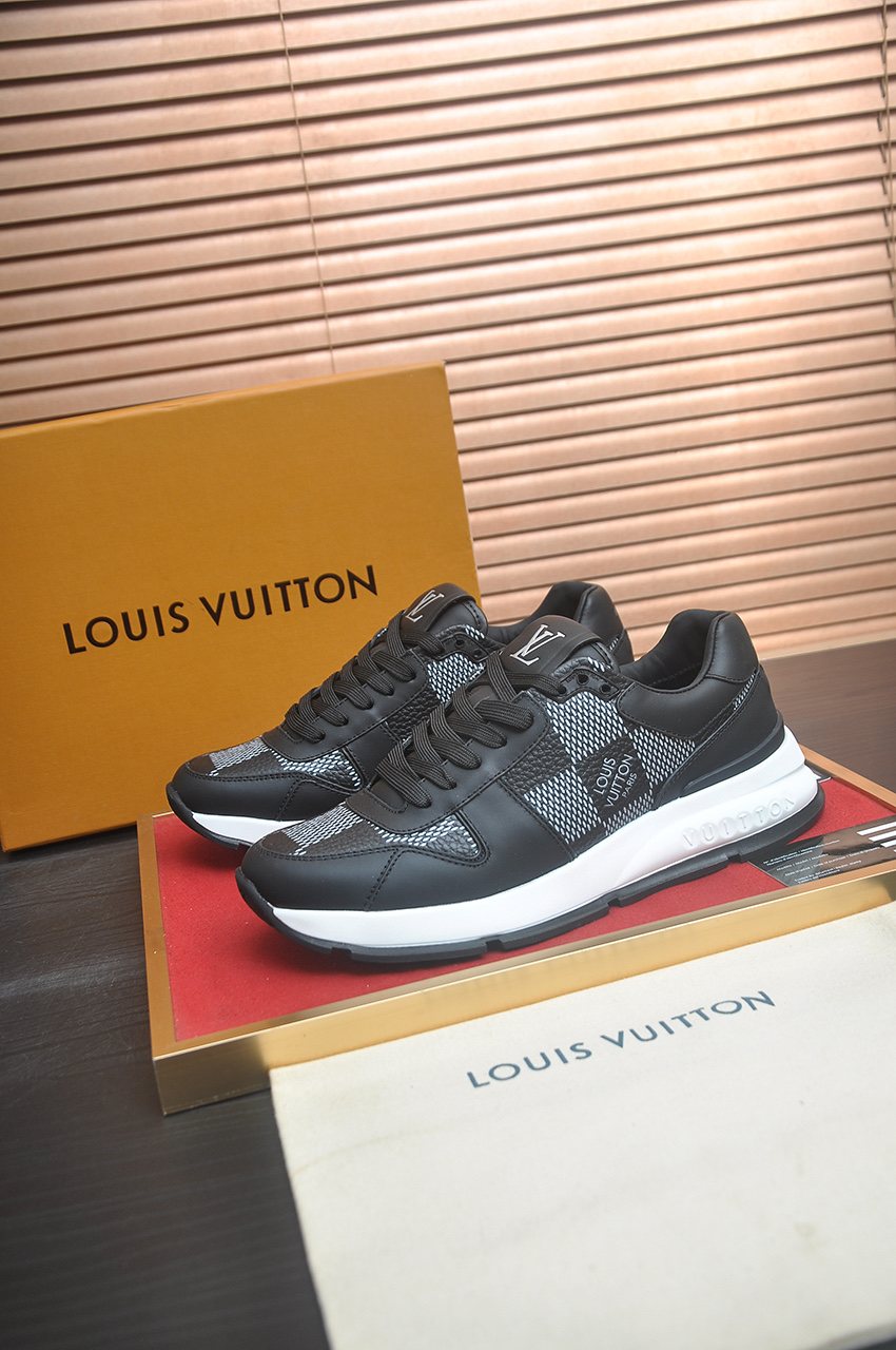 Louis Vuitton Black and Gray Checker Sneakers