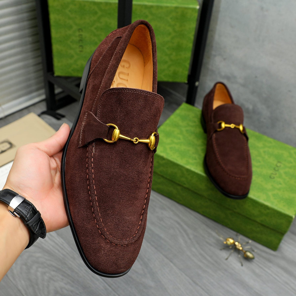Gucci Dark Brown Horsebit Loafers