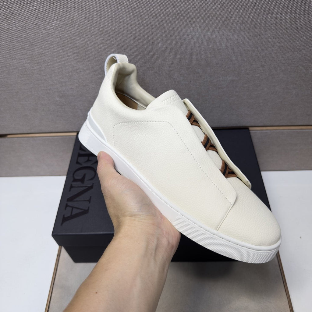 Zegna Men's Brown Lace Low-Top Sneakers