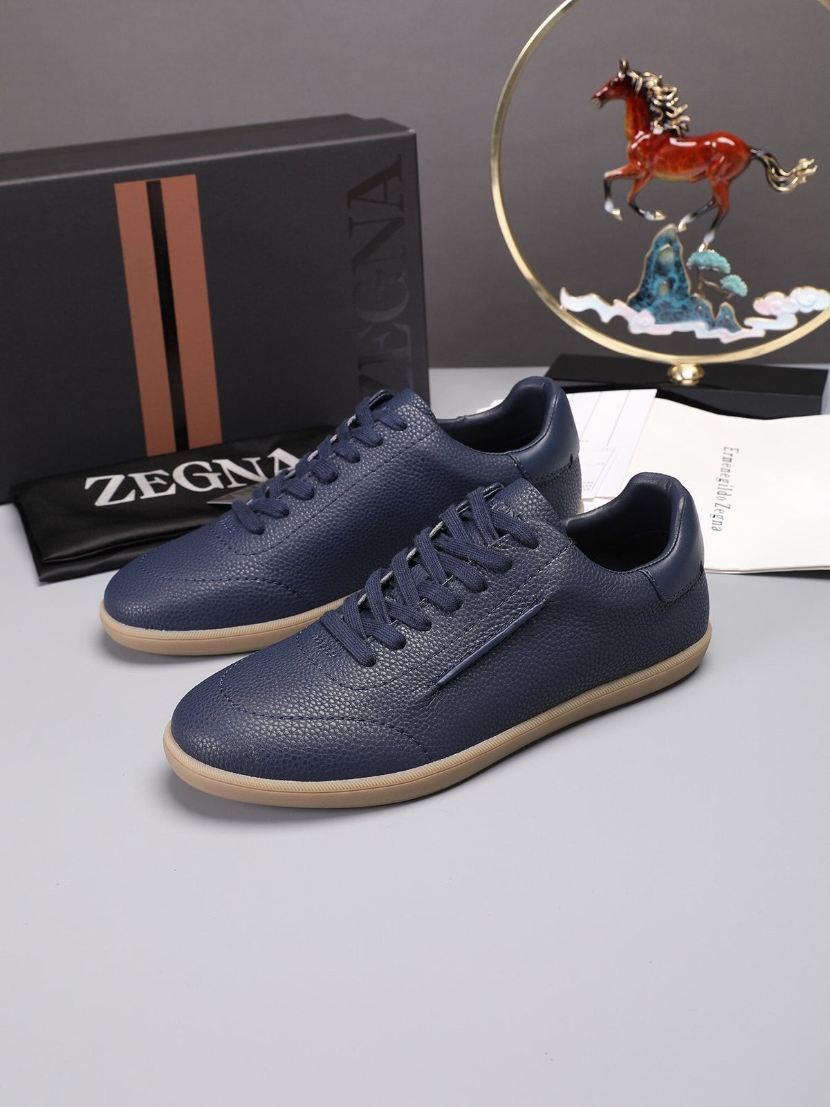 ZEGNA Textured Leather Low-Top Sneakers