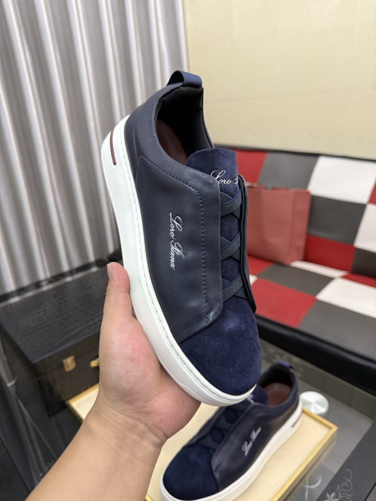 Loro Piana Side-Logo Slip-On Sneakers