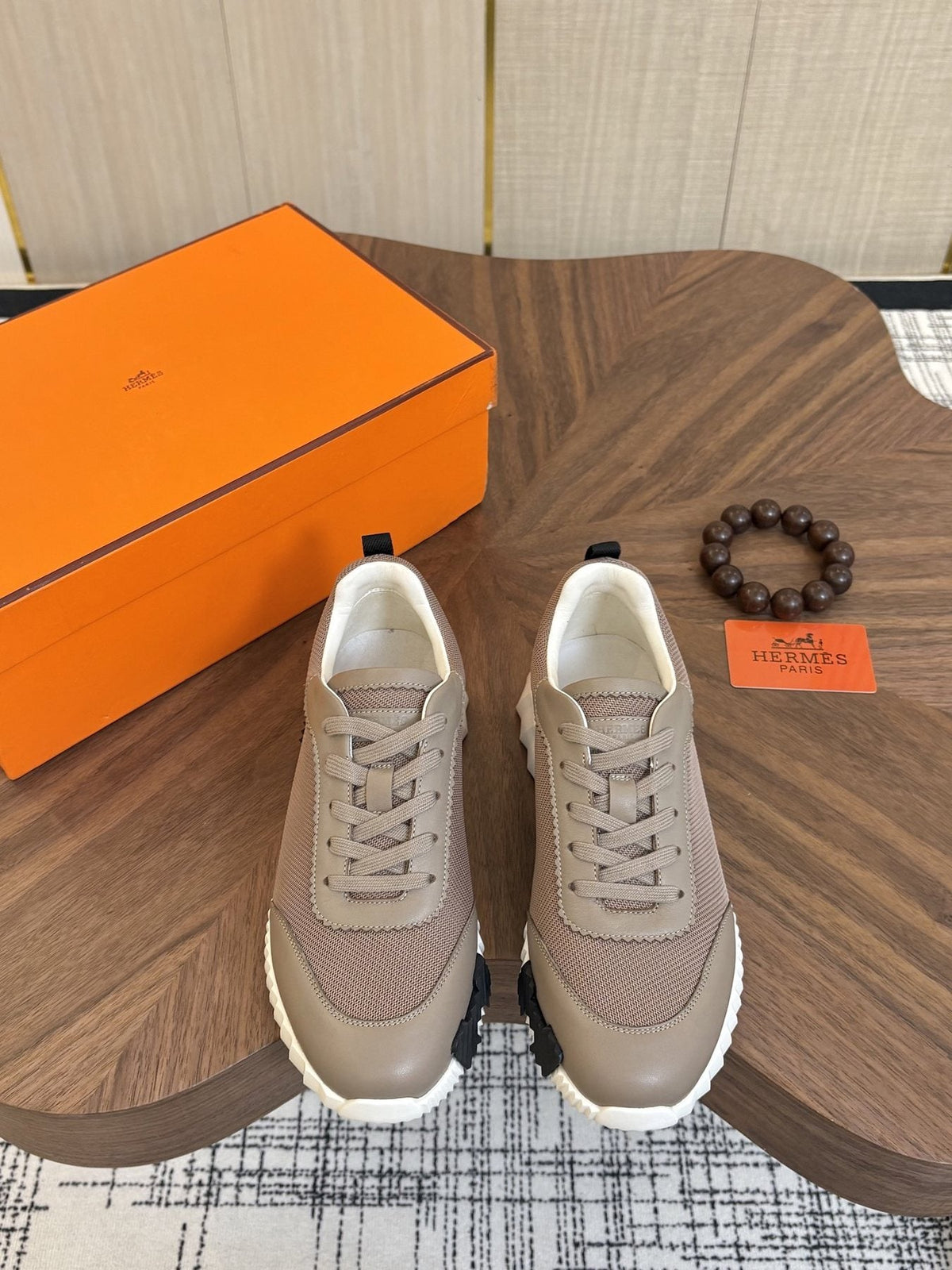 Hermes Black Ribbed Sole Sneakers