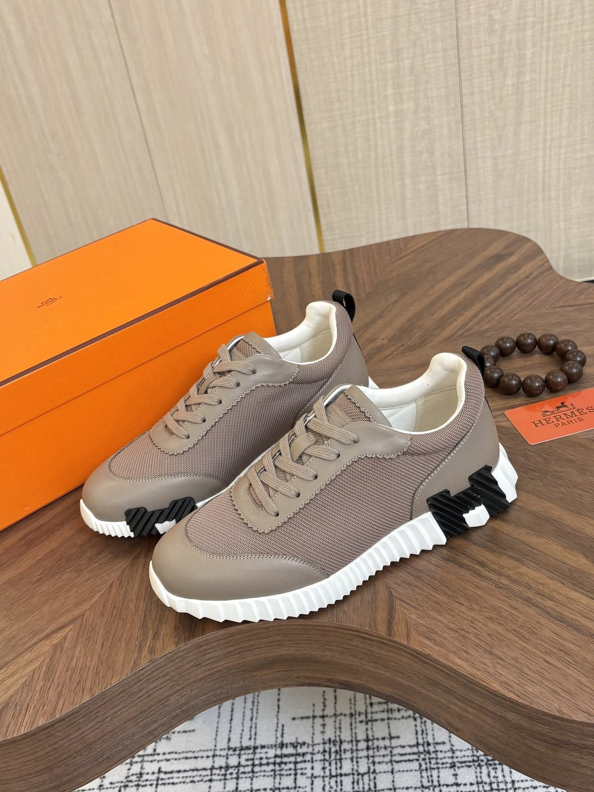 Hermes Black Ribbed Sole Sneakers