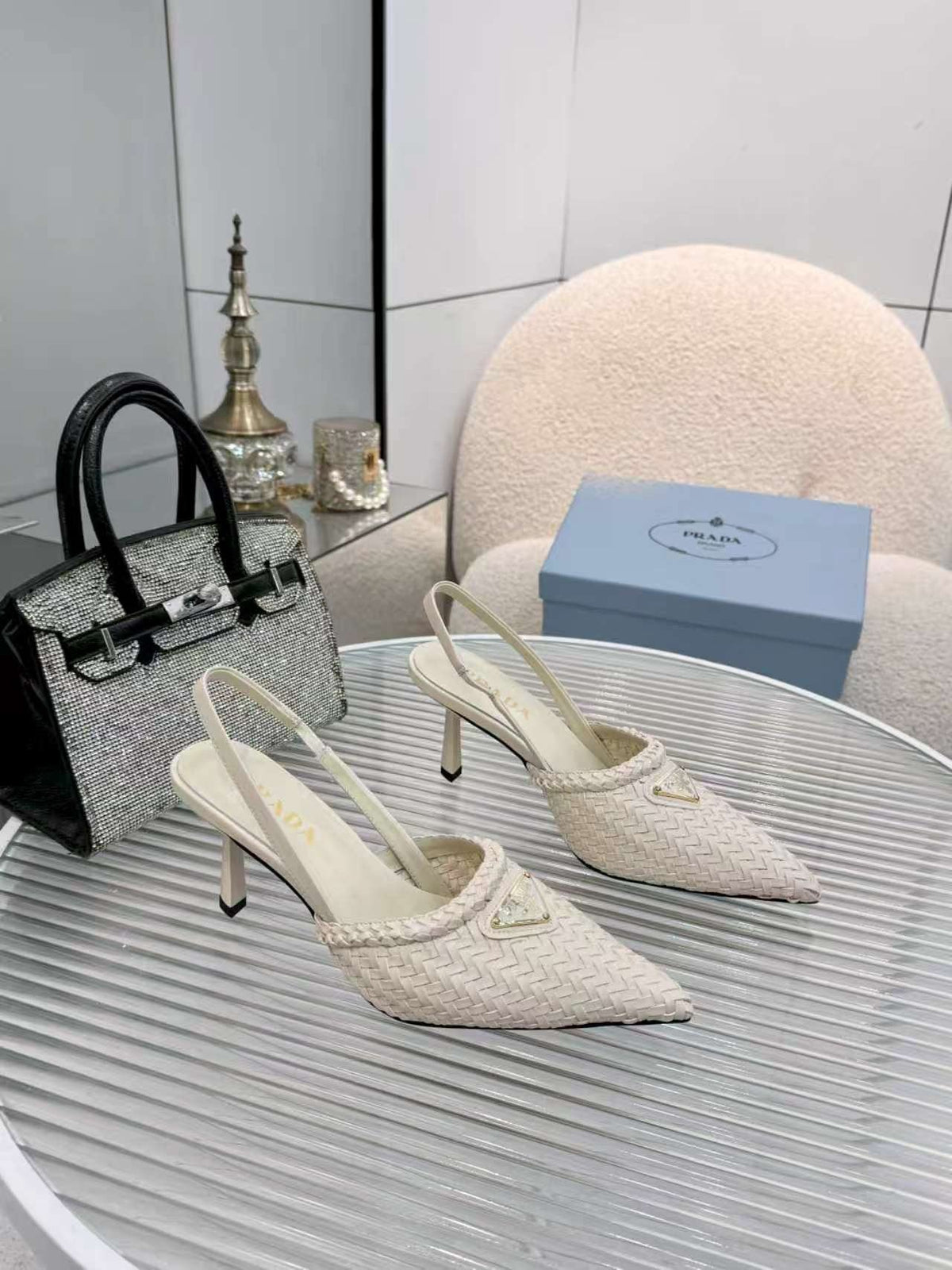 Prada Women's Woven Slingback Pumps