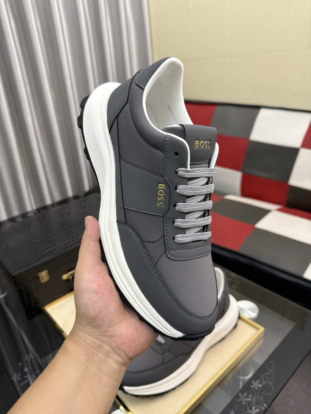 BOSS Men's Layered Low-Top Sneakers