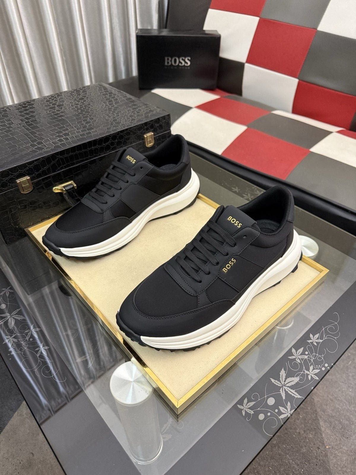 BOSS Men's Layered Low-Top Sneakers