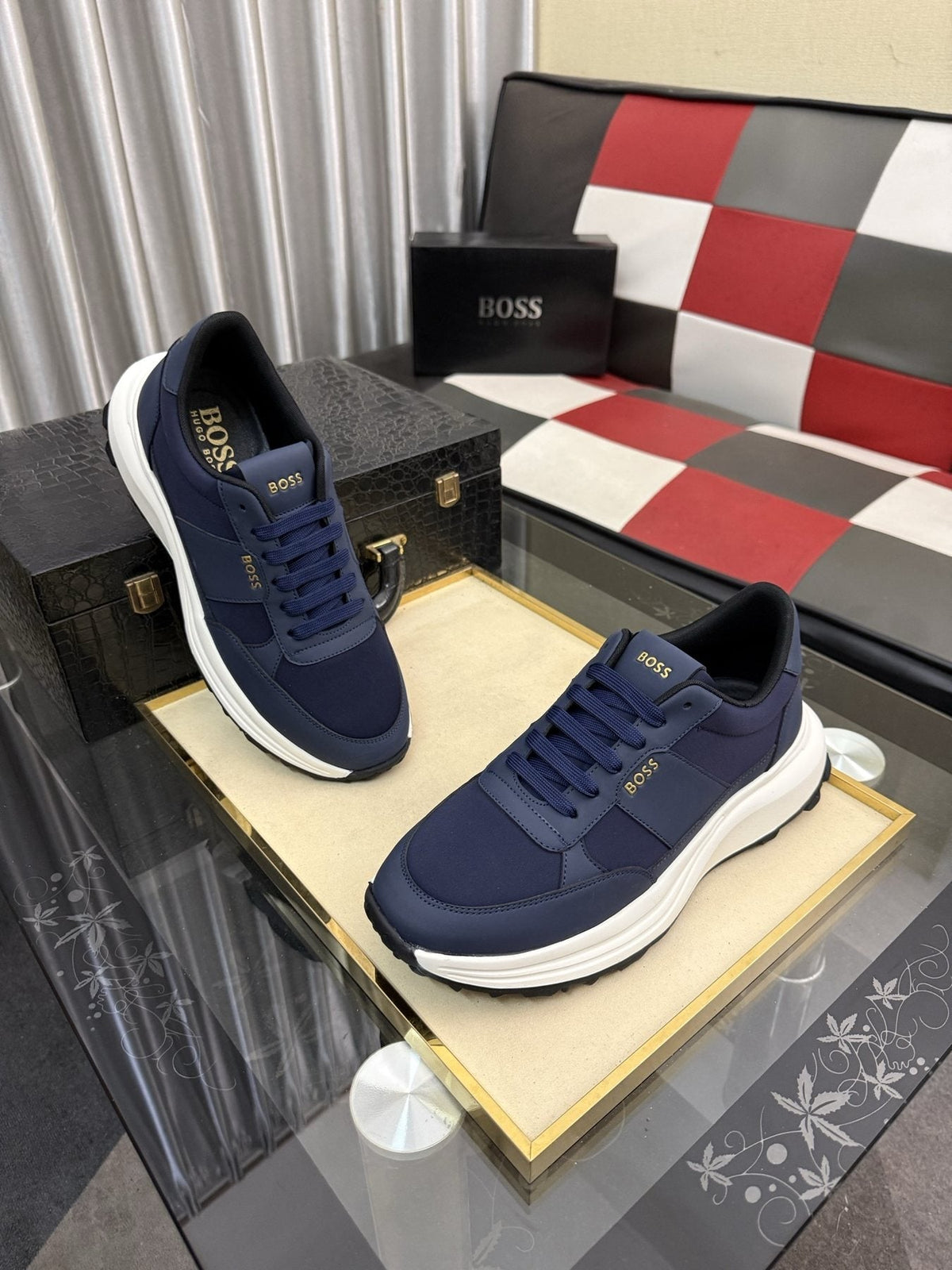 BOSS Men's Layered Low-Top Sneakers
