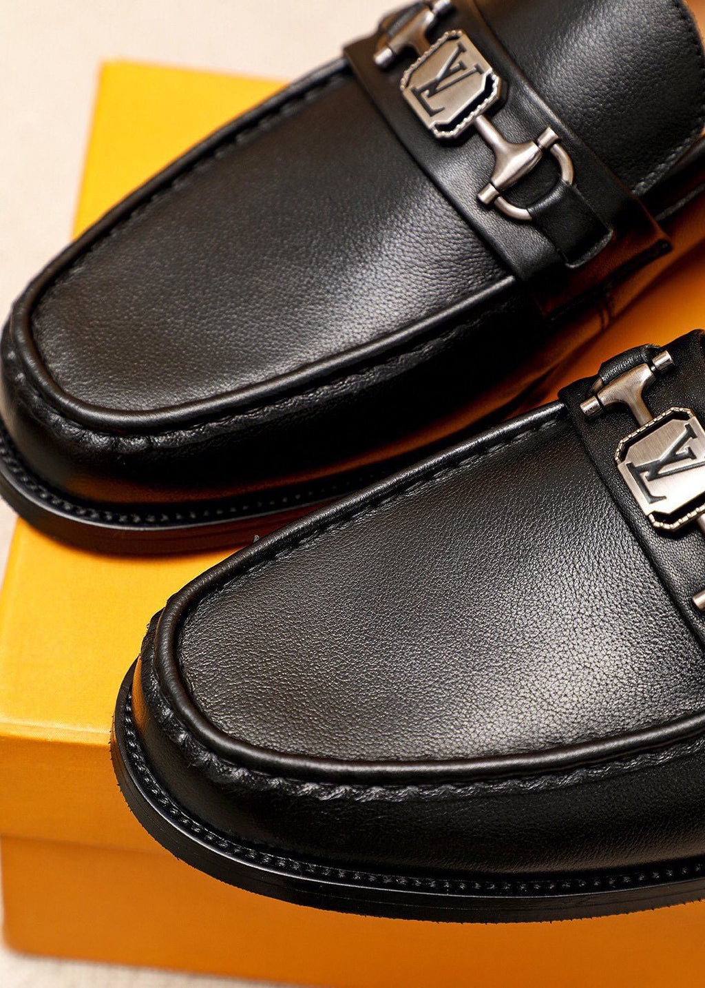 Louis Vuitton Black Metal-Accent Loafers - Leather Lining