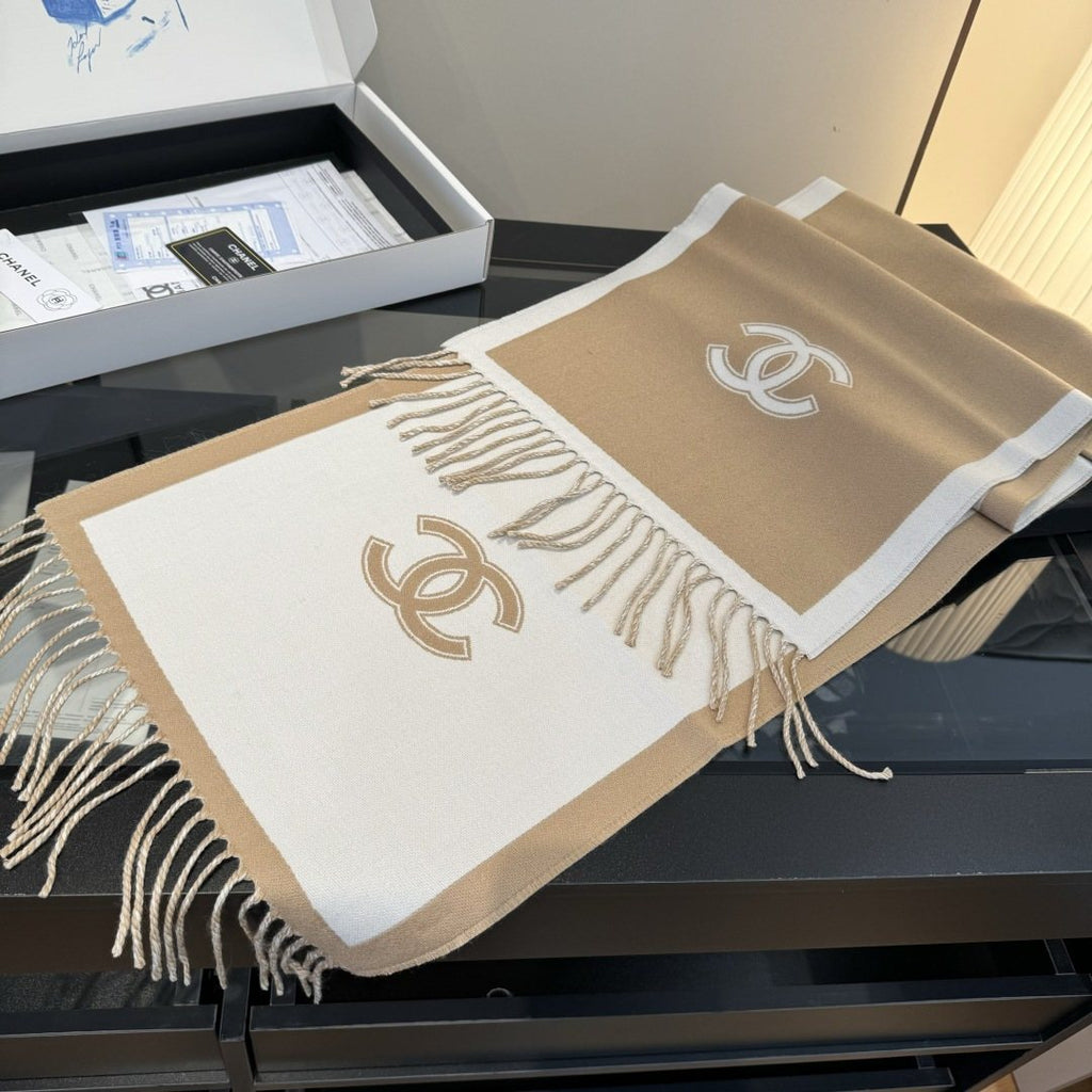 Chanel Two-Tone Fringed Scarf