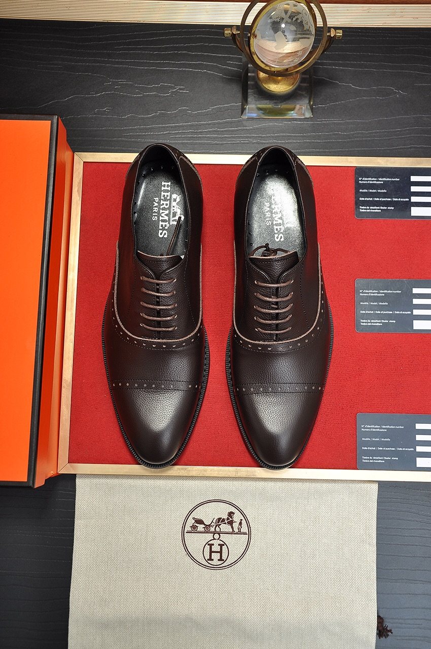 Hermès Men's Perforated Leather Lace-Up Dress Shoes