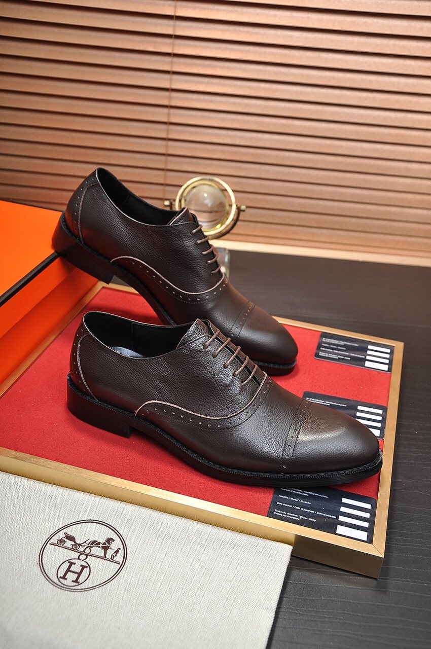 Hermès Men's Perforated Leather Lace-Up Dress Shoes