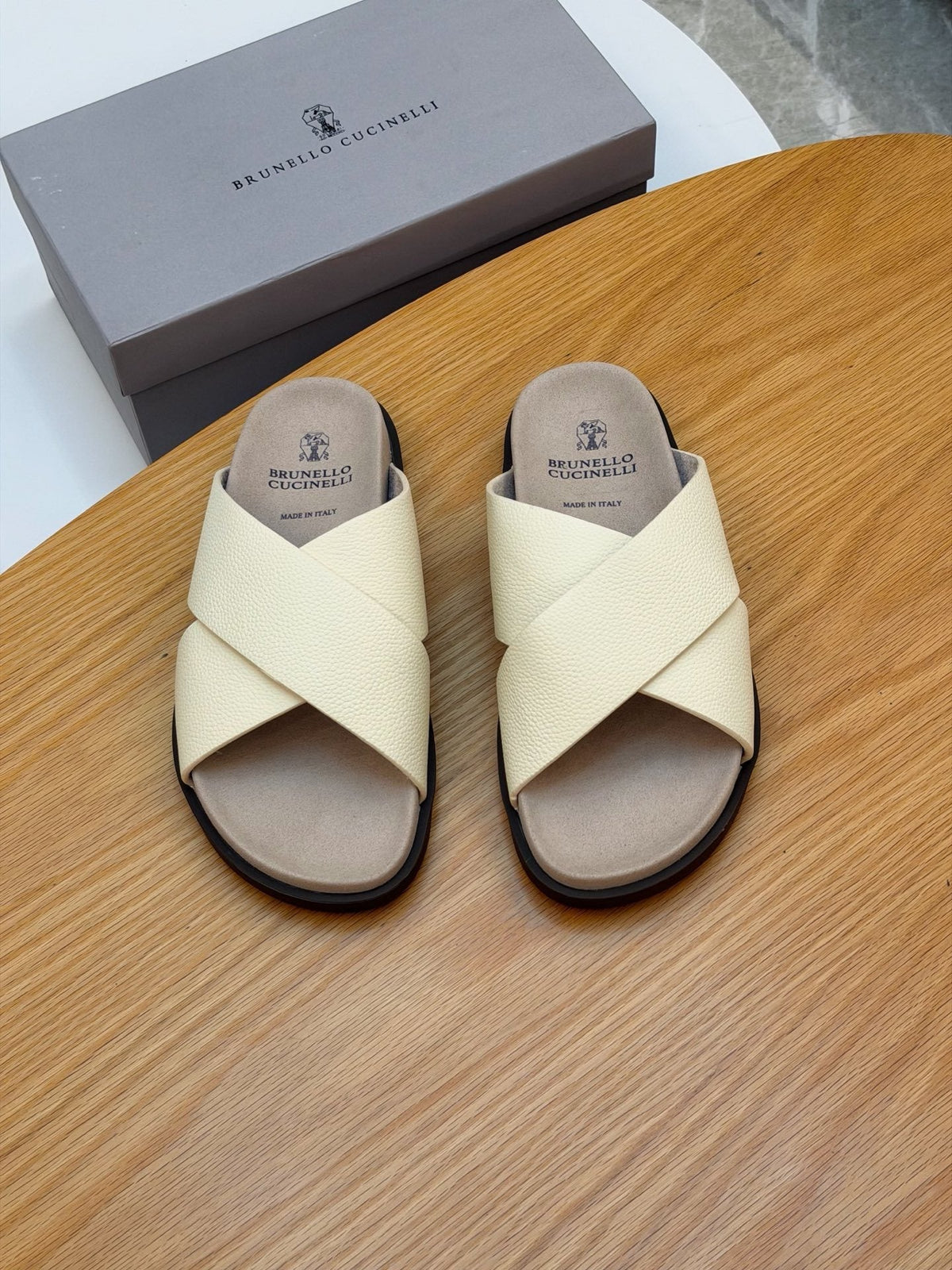 Brunello Cucinelli Crossover Slide Sandals