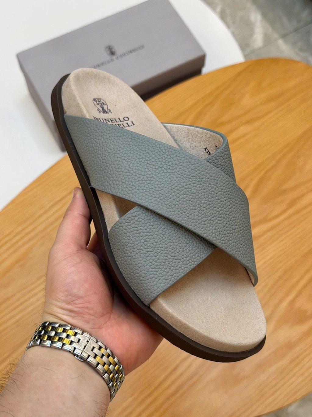 Brunello Cucinelli Crossover Slide Sandals