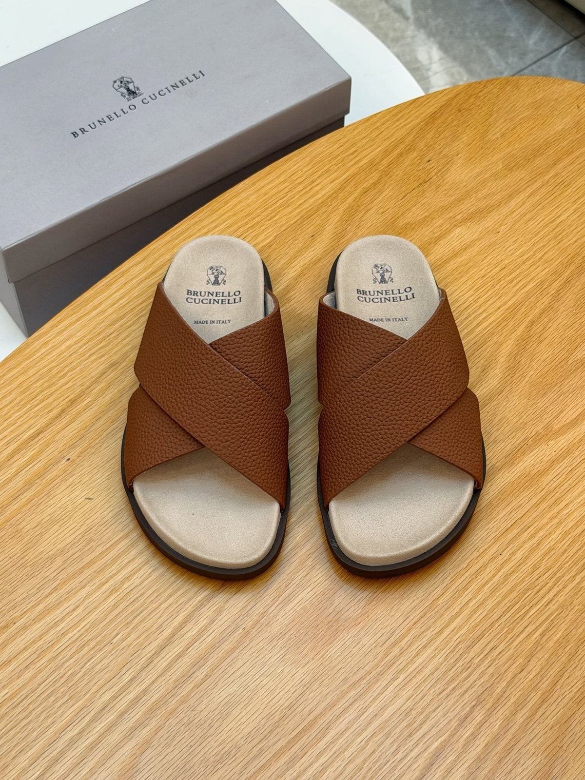 Brunello Cucinelli Crossover Slide Sandals