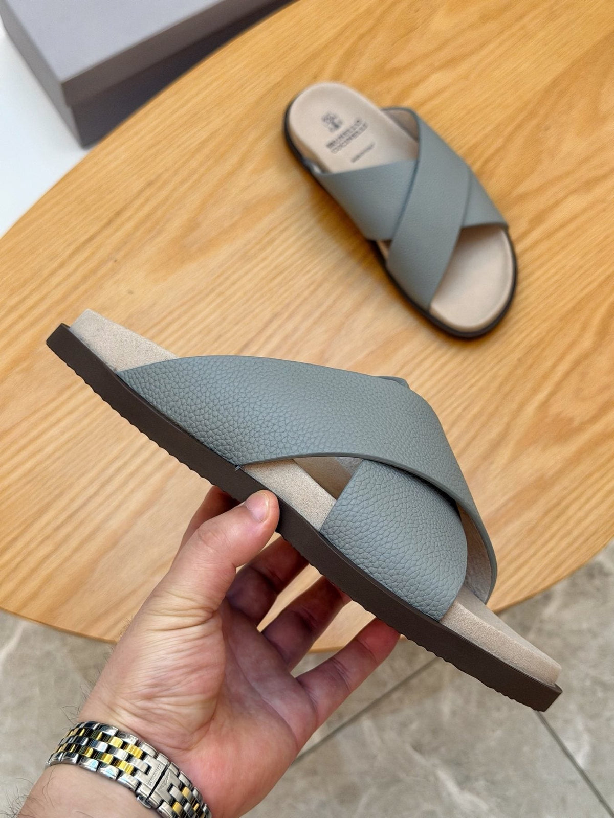 Brunello Cucinelli Crossover Slide Sandals