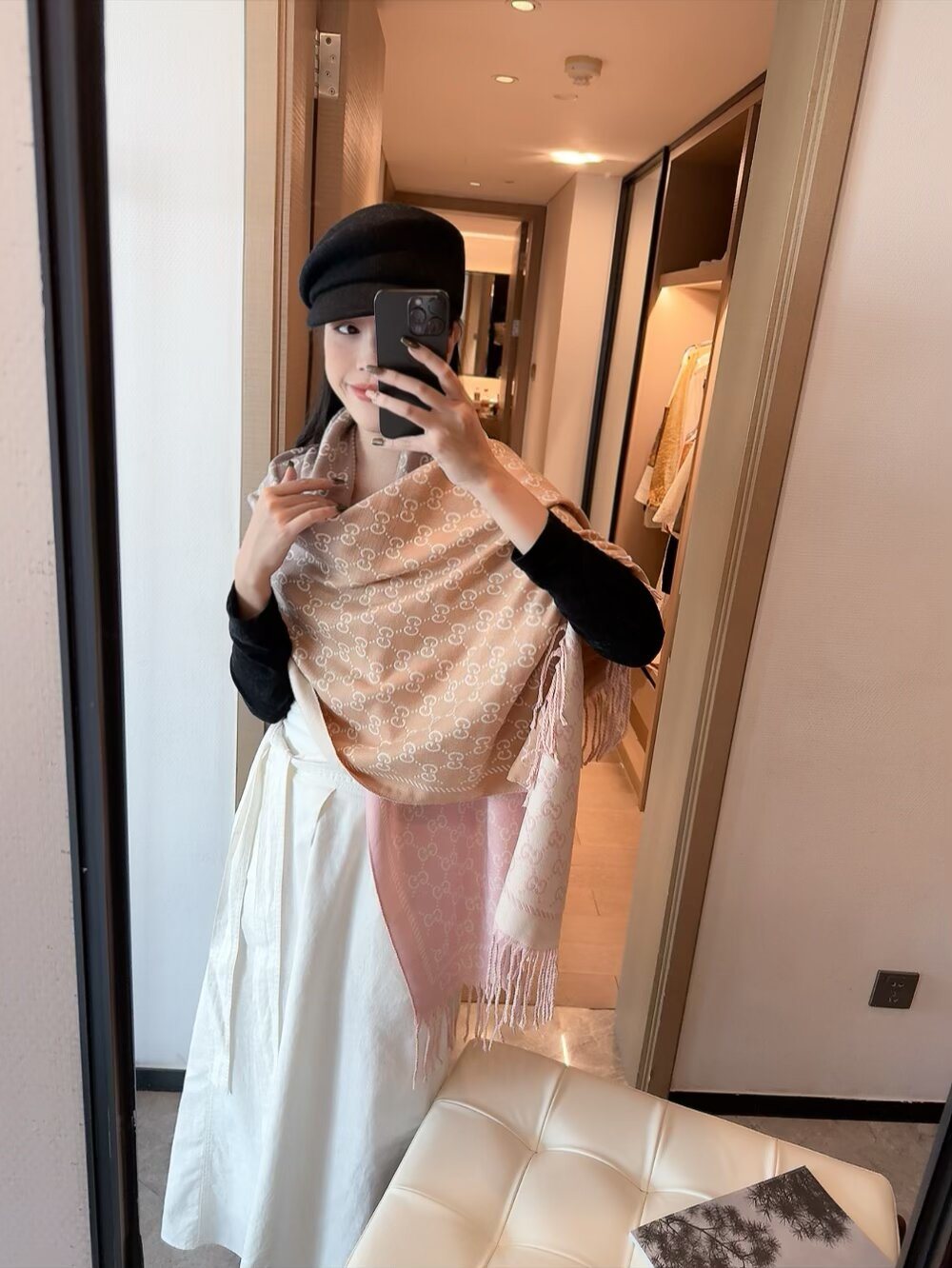 Gucci Two-Tone Fringed Jacquard Scarf