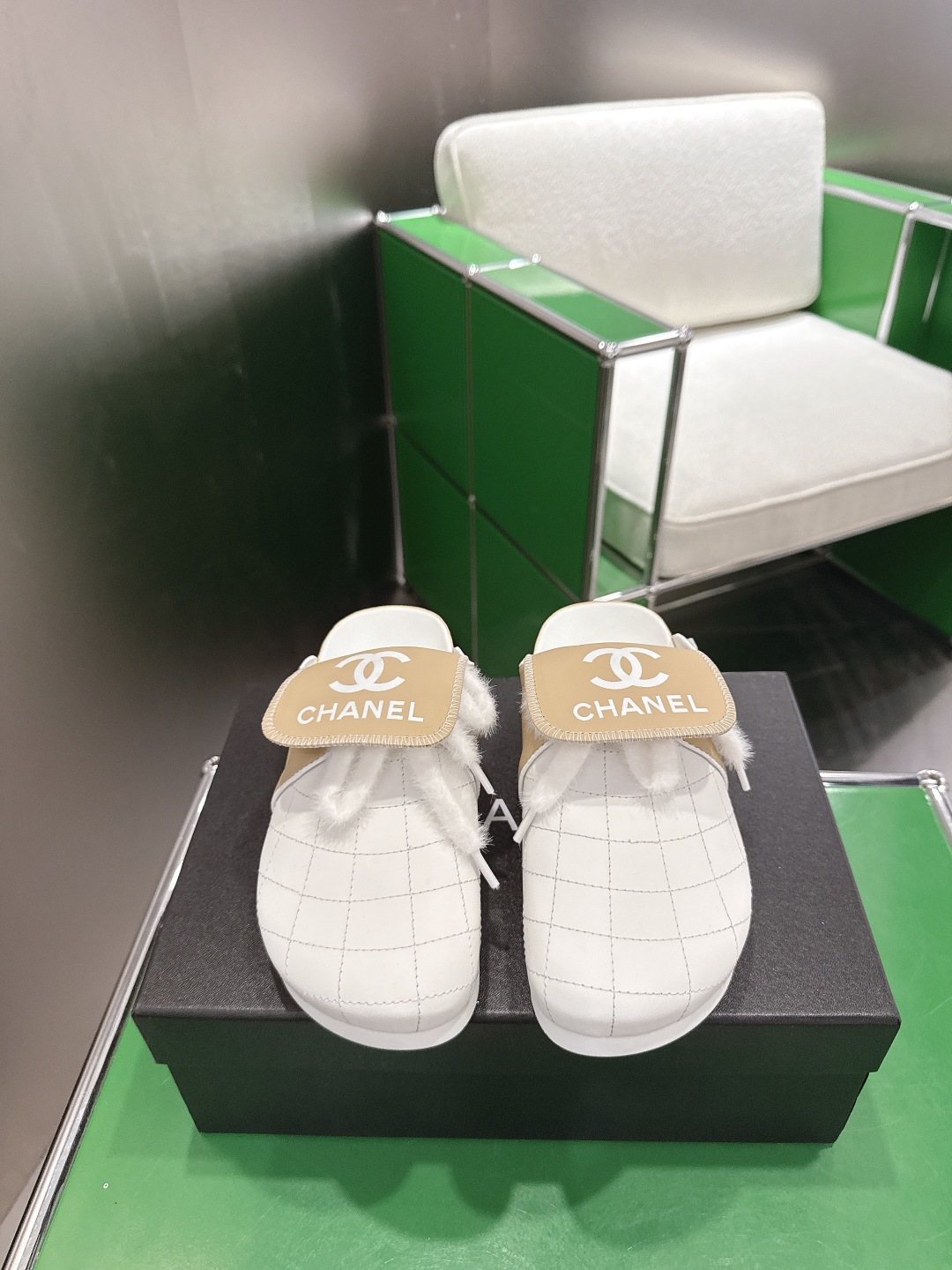 Chanel Quilted Closed-Toe Slip-On Shoes