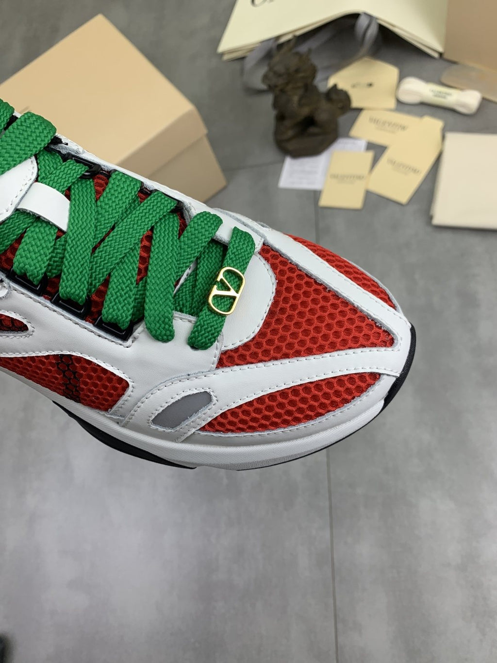 Valentino Men's Color-Block Mesh Sneakers - White, Red, Green & Black