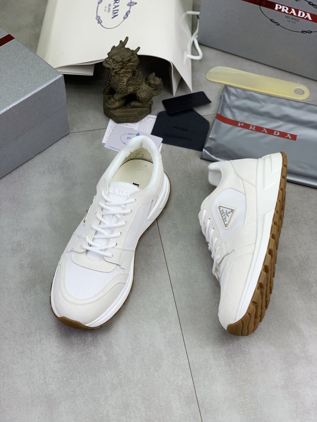 Prada Gray Paneled Men's Sneakers