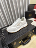 Prada Men's Triangle Badge Low-Top Sneakers - Lace-Up Closure