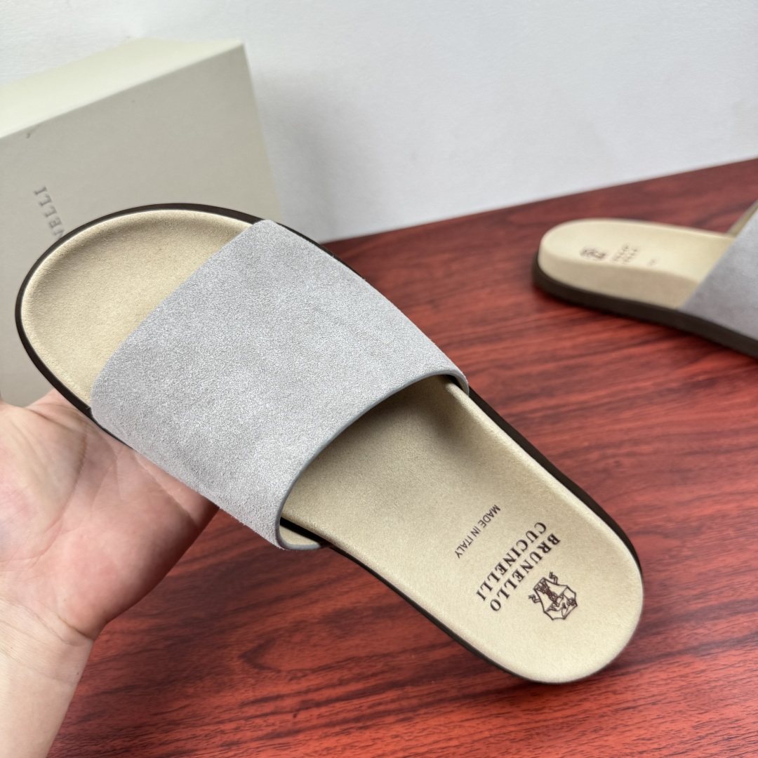 Brunello Cucinelli Men's Suede Slide Sandals