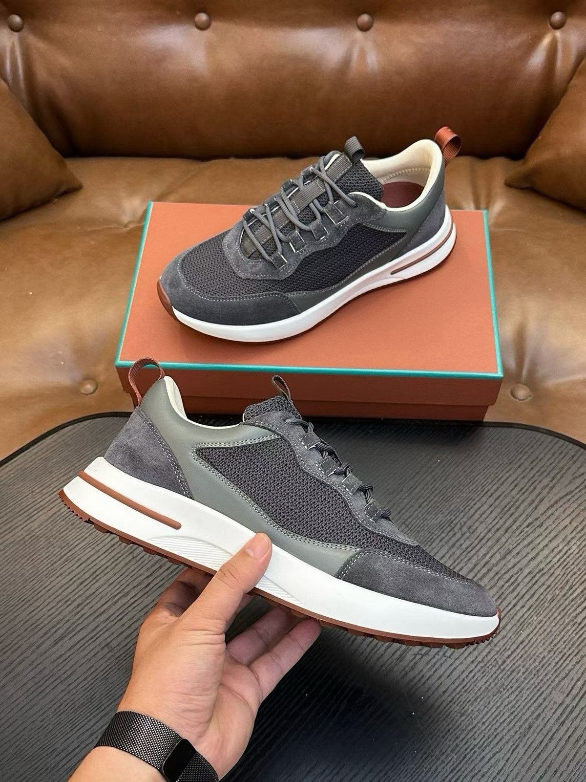 Loro Piana Men's Low-Top Lace-Up Sneakers - Mesh Panels
