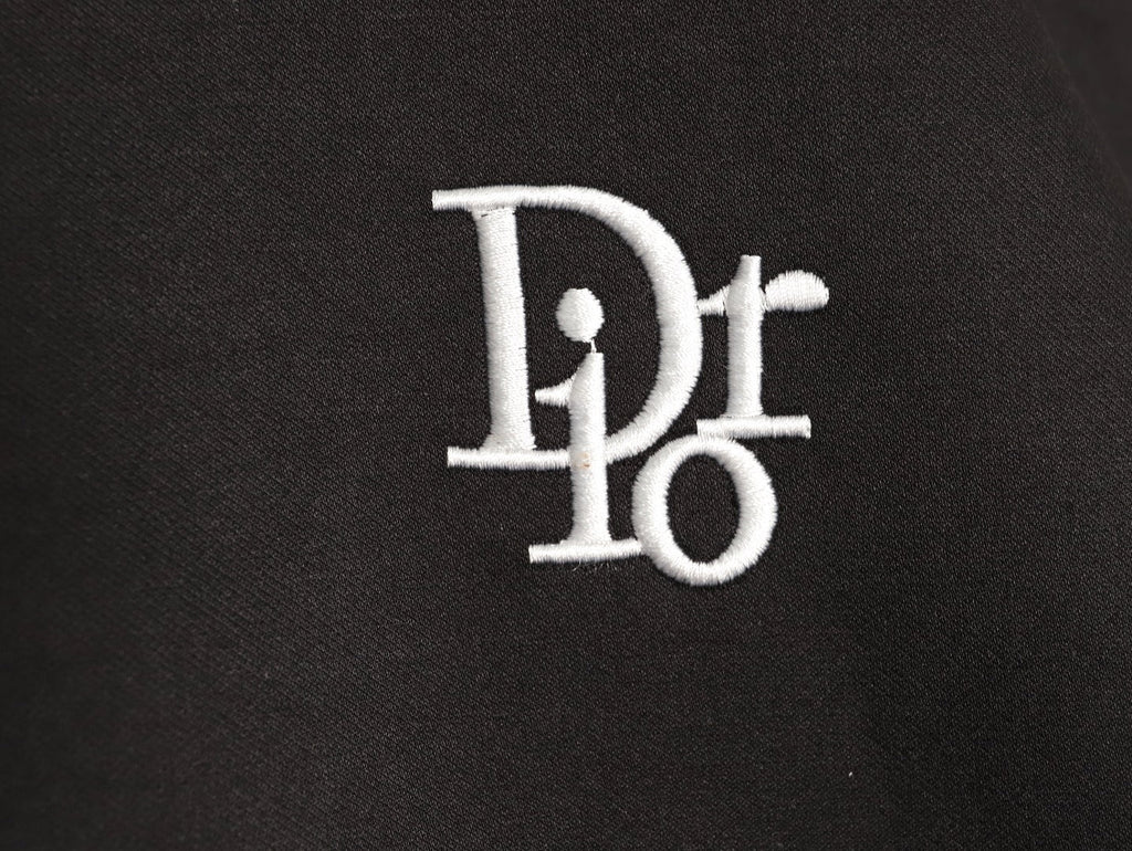 Dior Floral-Detail Back-Logo Varsity Jacket - Black