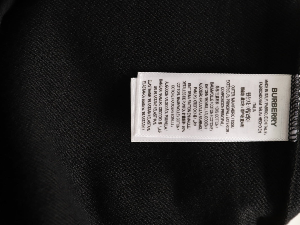 Burberry Black Check-Trim Embroidered Pocket Crewneck Sweatshirt
