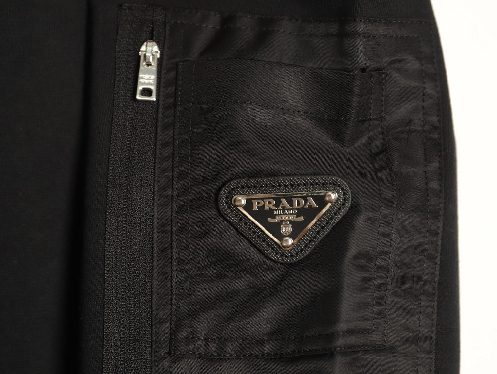 Prada Logo-Detail Collared Half-Zip Sweatshirt - Black