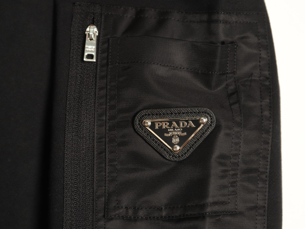 Prada Logo-Detail Collared Half-Zip Sweatshirt - Black